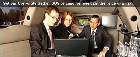 Get our Corporate Sedan, SUV or Limo for less than the price of a Taxi